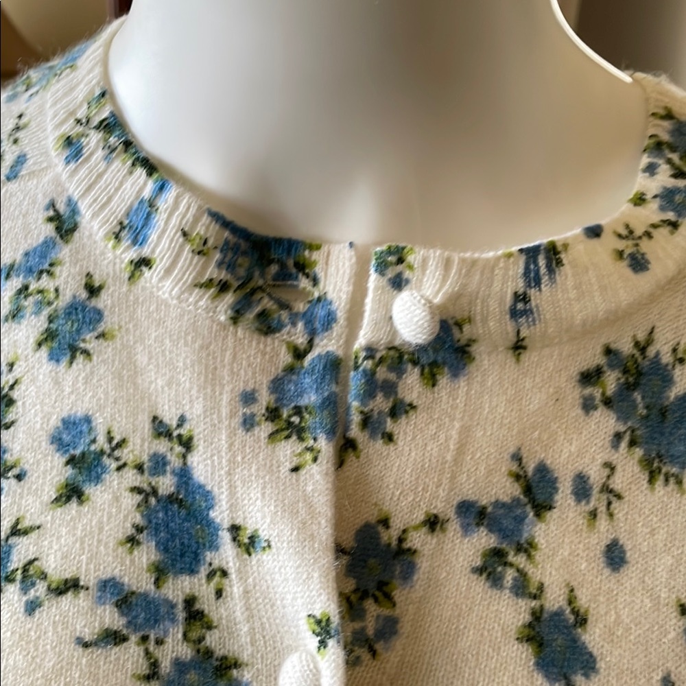 Joie Floral Cashmere Cardigan Sweater Size M - Picture 7 of 7
